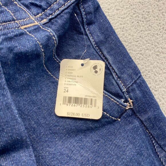 We The Free Womens High Rise Pleated Denim Wide Leg Jeans Blue Pockets Sz 24 New - Picture 10 of 15